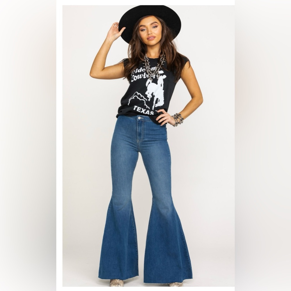 Free People Women's Just Float On Cloudy Indigo Flare Jeans 28x36